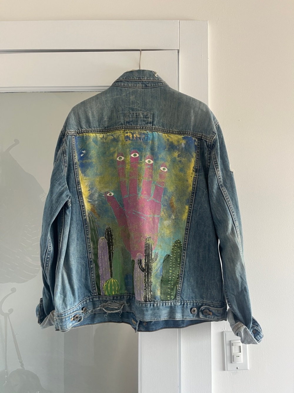Hand painted 🎨 Distressed Blue Denim Jacket - one of a kind